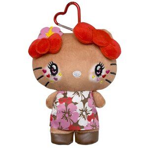 NEW Sanrio Tanned Hello Kitty Hibiscus Plush Mascot Carabiner